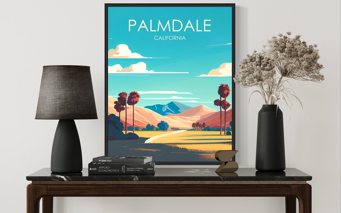 Palmdale California Desert Valley Palms Winding Road Sunset Poster - Image 3
