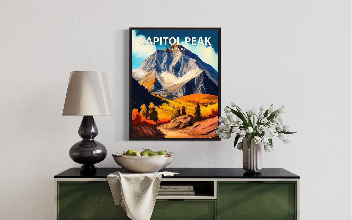 Capitol Peak Colorado Autumn Mountain Landscape Travel Poster - Image 3