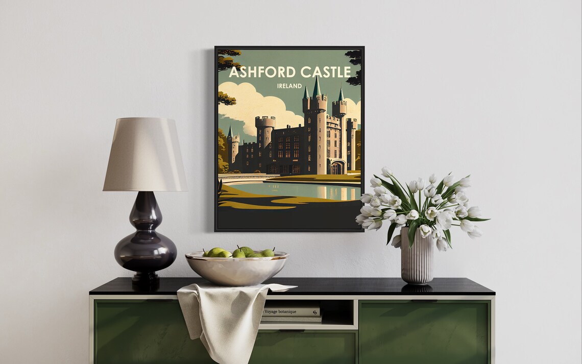 Ashford Castle Ireland Lakeside Medieval Towers Vintage Poster - Image 3