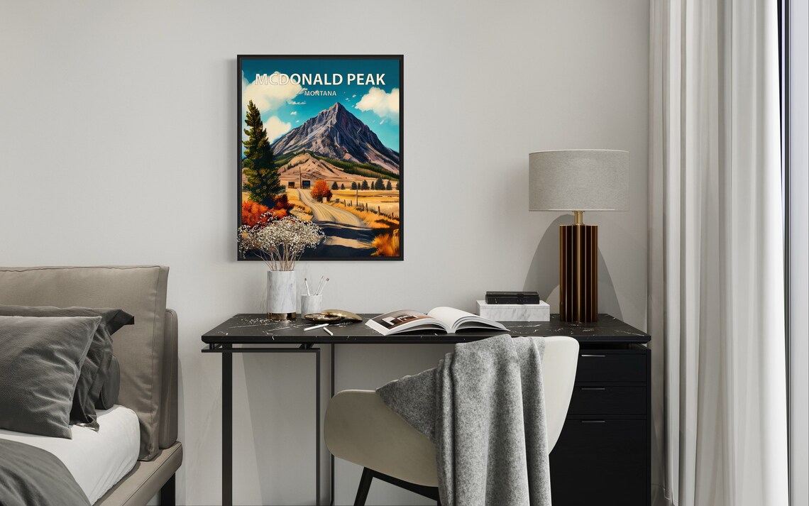 McDonald Peak Montana Rugged Summit Ranch Road Fall Colors Poster - Image 2