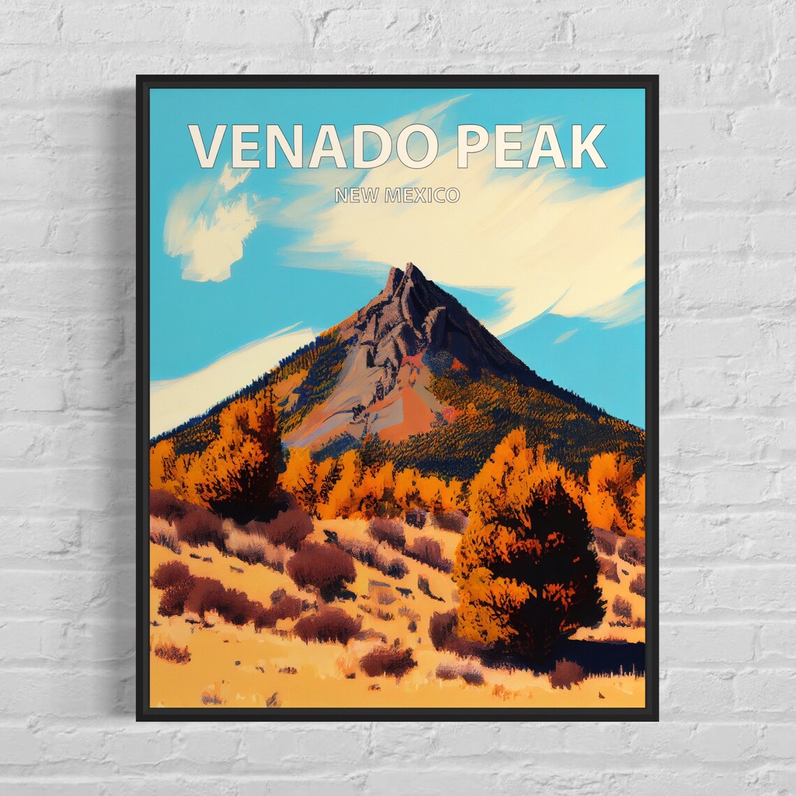 Venado Peak New Mexico Desert Summit Golden Vista Scene Poster
