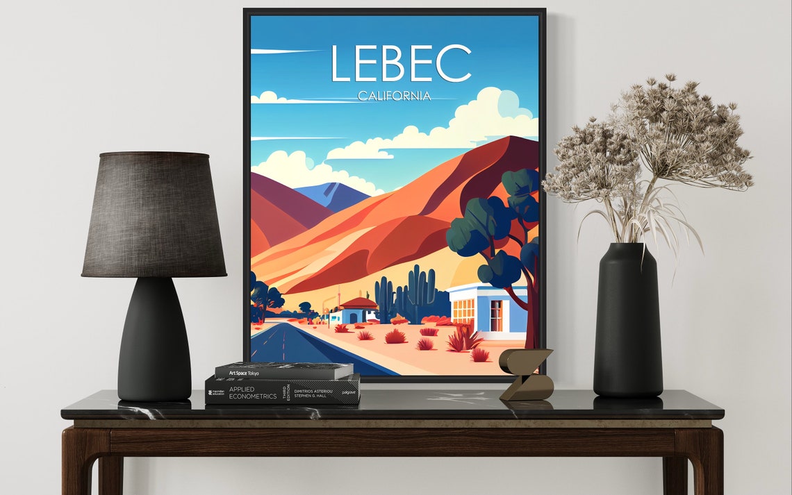 Lebec California Winding Desert Road Cactus Mountain Scene Poster - Image 3