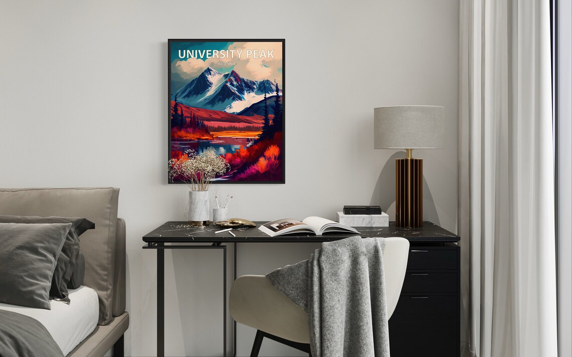 University Peak Alaska Snowy Summit Lake Reflection View Poster - Image 2