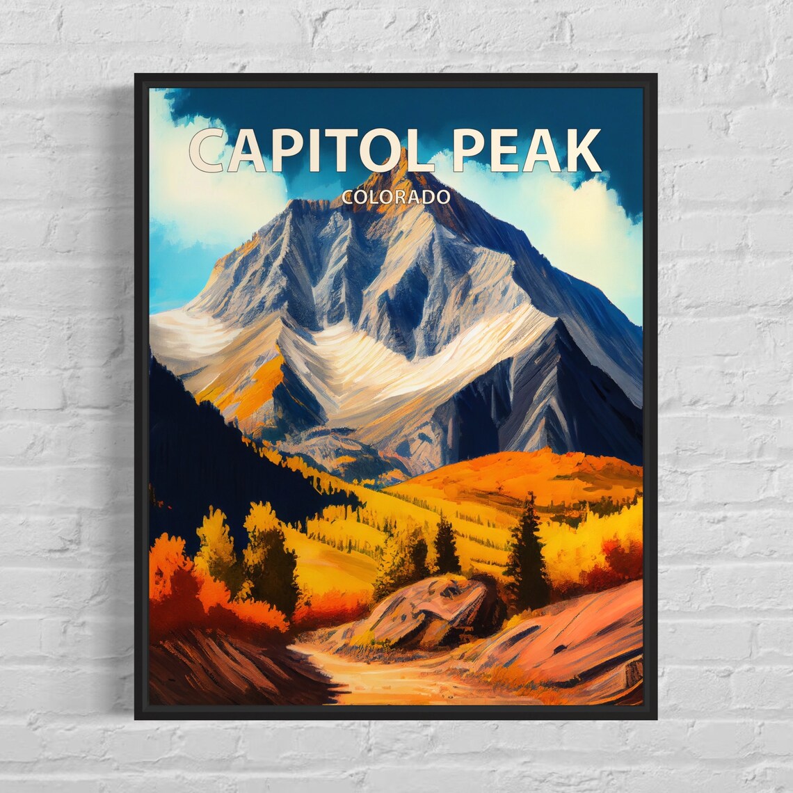 Capitol Peak Colorado Autumn Mountain Landscape Travel Poster