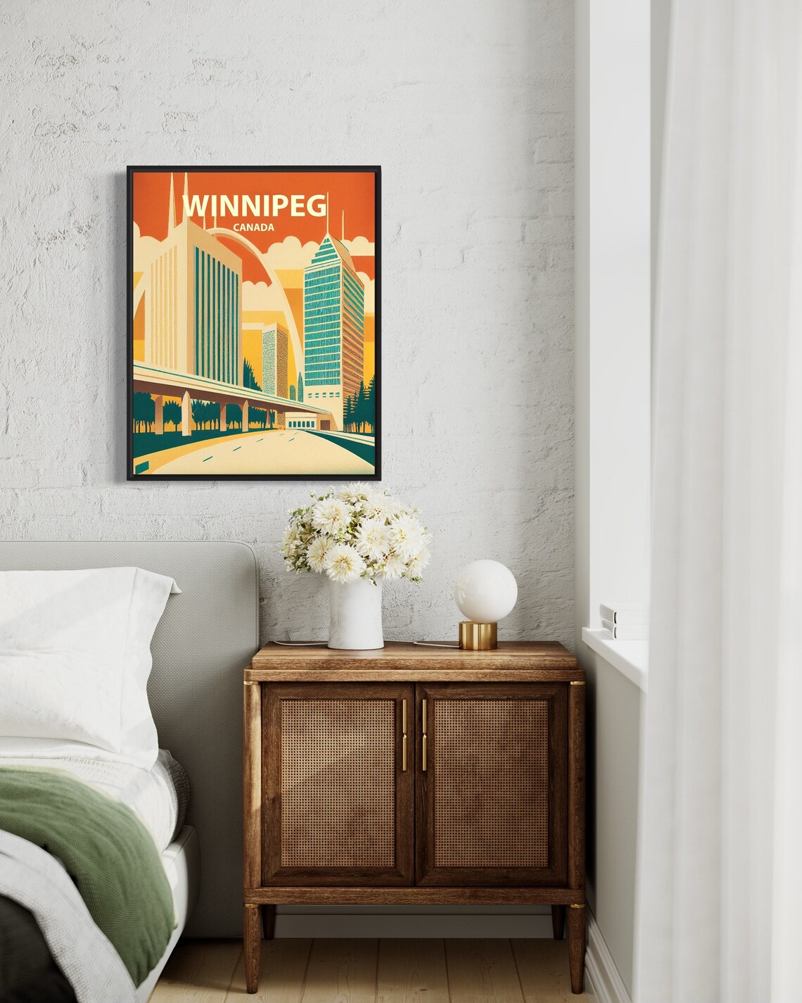 Winnipeg Canada Skyline Arch Overpass Retro City Travel Poster - Image 3