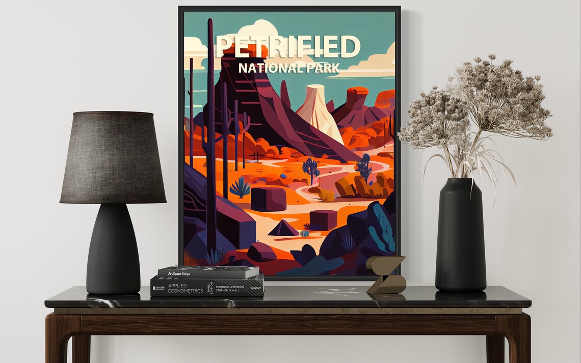 Petrified National Park Desert Badlands Orange Rocks Travel Poster - Image 3