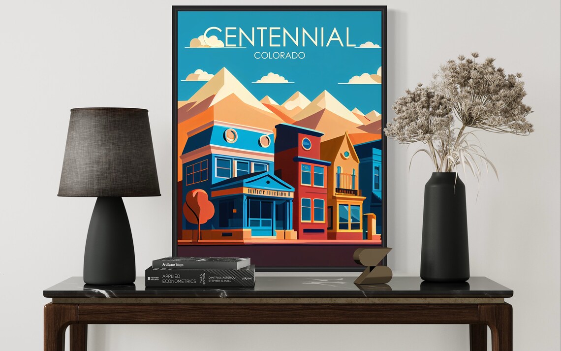 Centennial Colorado Mountain Town Colorful Row Houses Travel Poster - Image 2