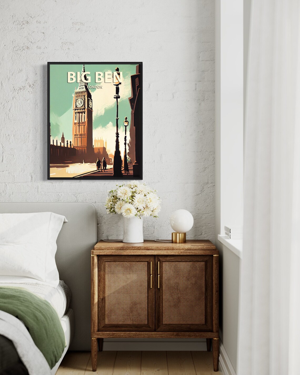Big Ben London Retro Westminster Clock Tower Street Art Travel Poster - Image 2