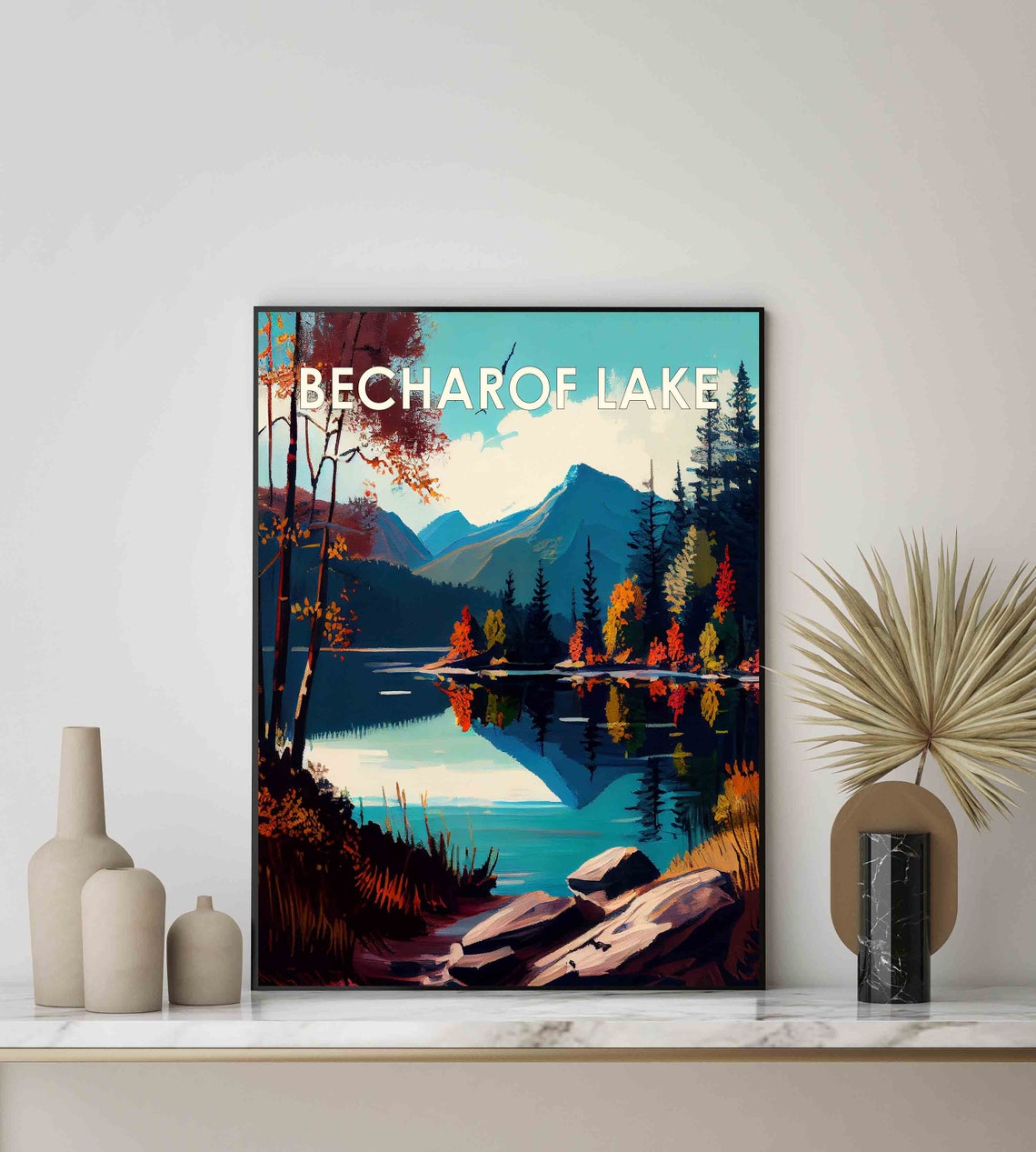 Becharof Lake Retro Art Print Becharof Lake Wall Art Illustration Becharof Lake Vintage 1960s Design Poster Artwork - Image 2