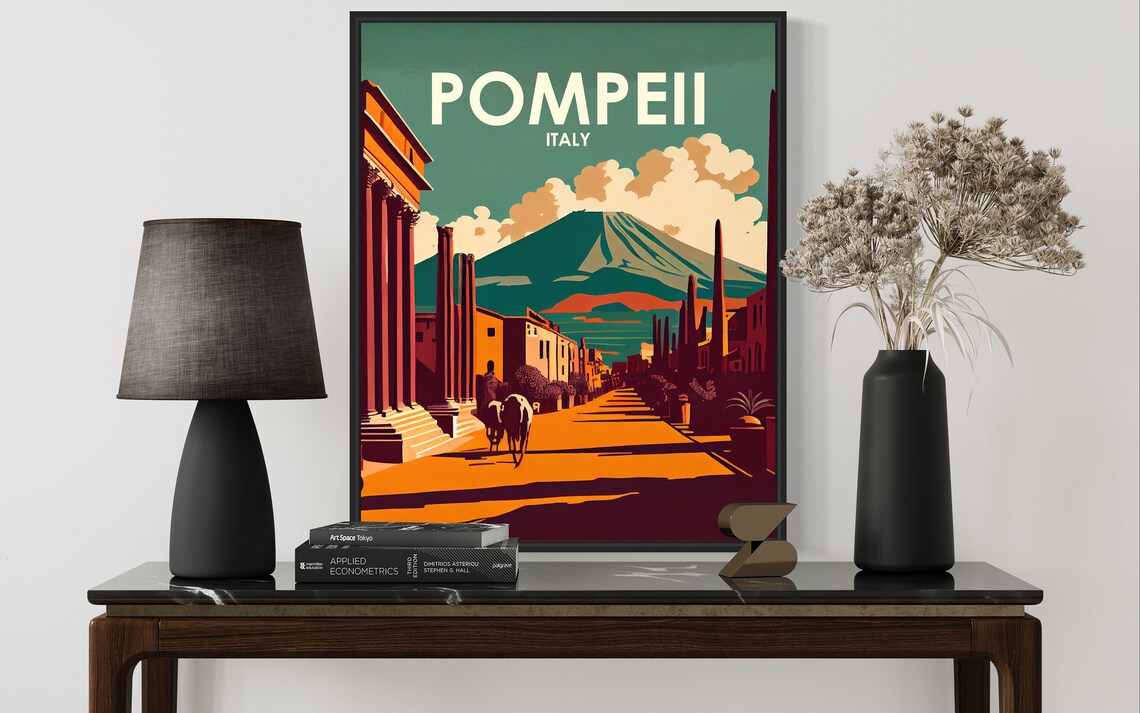 Pompeii Italy Ancient Ruins Vesuvius Sunset Dramatic Travel Poster - Image 3