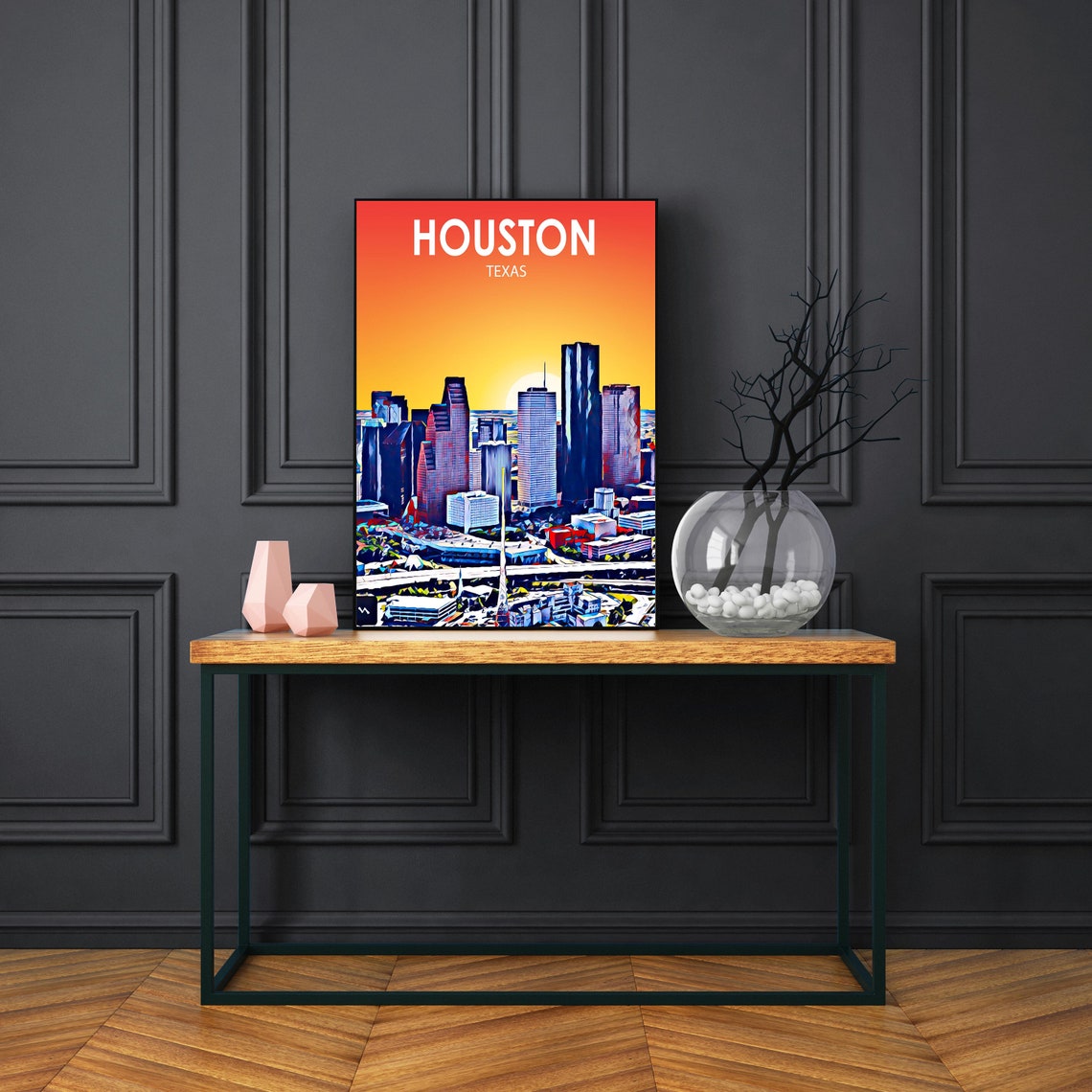 Houston Texas Sunset Downtown Skyline Modern City Art Poster - Image 3