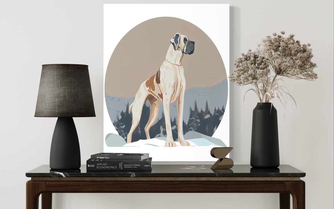 Great Dane Dog Standing Elegant Minimalist Illustration Poster - Image 2