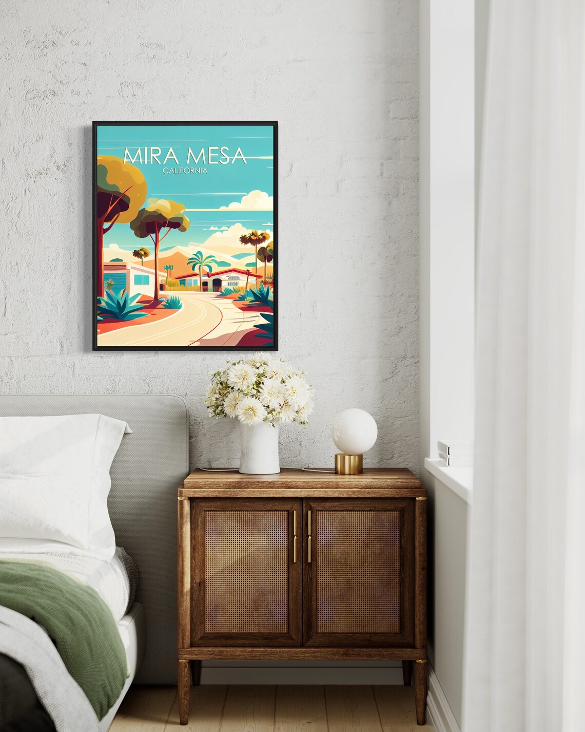 Mira Mesa California Retro Palm Trees Neighborhood Art Poster - Image 2