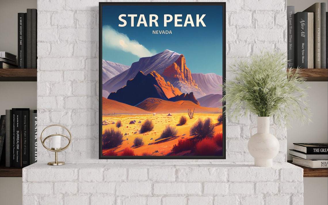Star Peak Nevada Desert Summit Golden Canyon Landscape Poster - Image 3