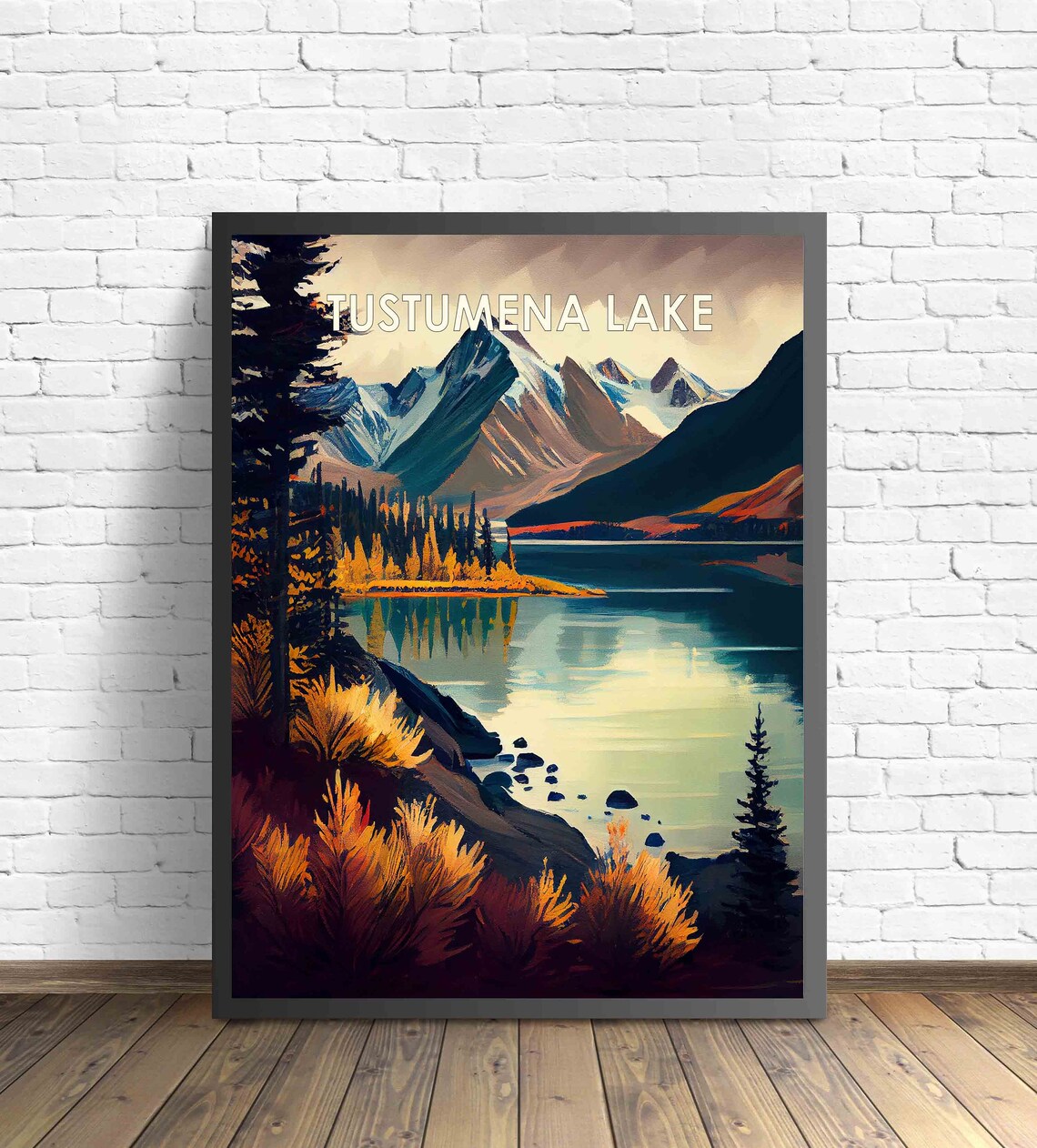 Tustumena Lake Alaska Snowcapped Mountains Autumn Glow Poster