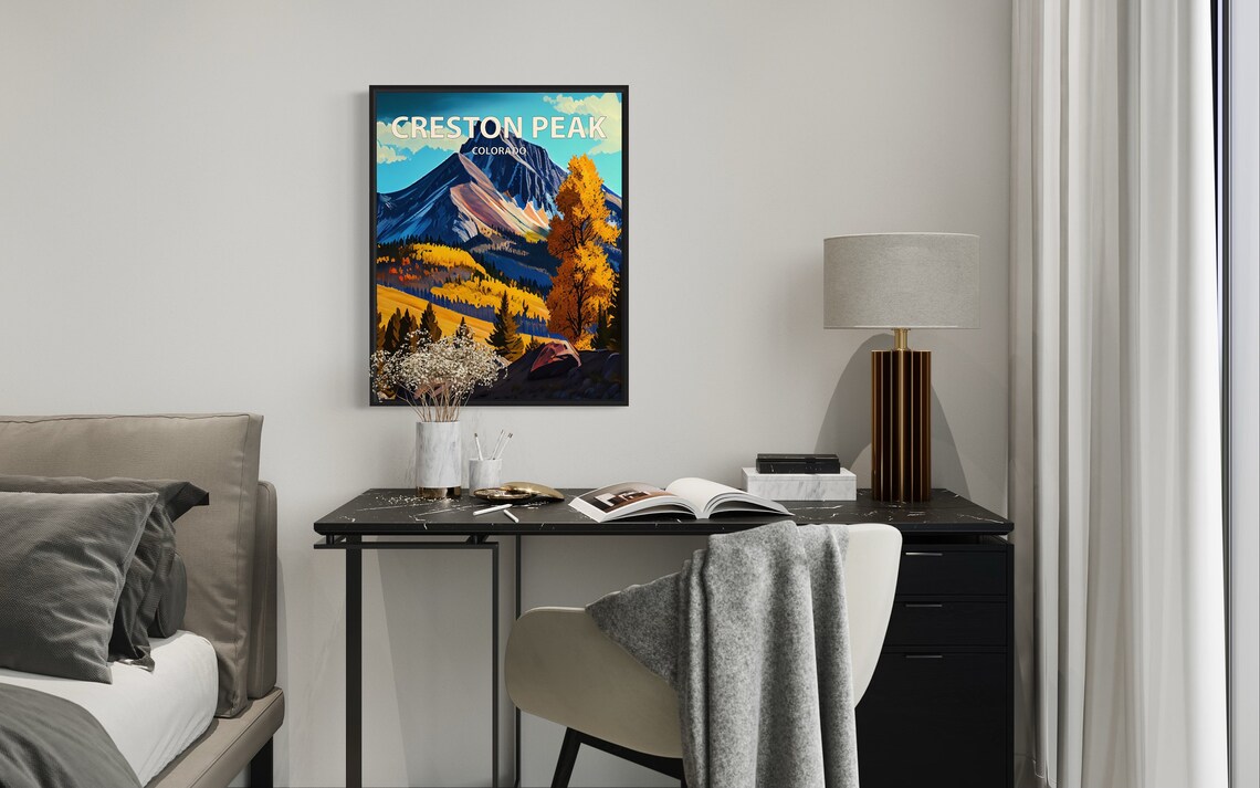 Creston Peak Colorado Sharp Rocky Summit Golden Aspens Art Poster - Image 2