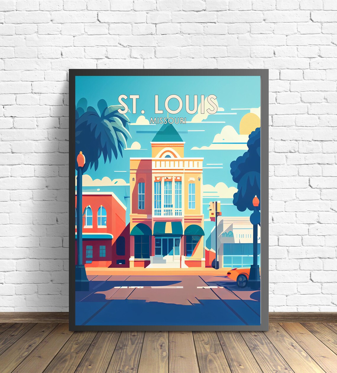 St. Louis Missouri Poster with Vintage Main Street Buildings