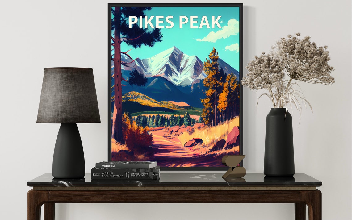 Pikes Peak Snowcapped Summit Golden Autumn Forest Travel Poster - Image 2