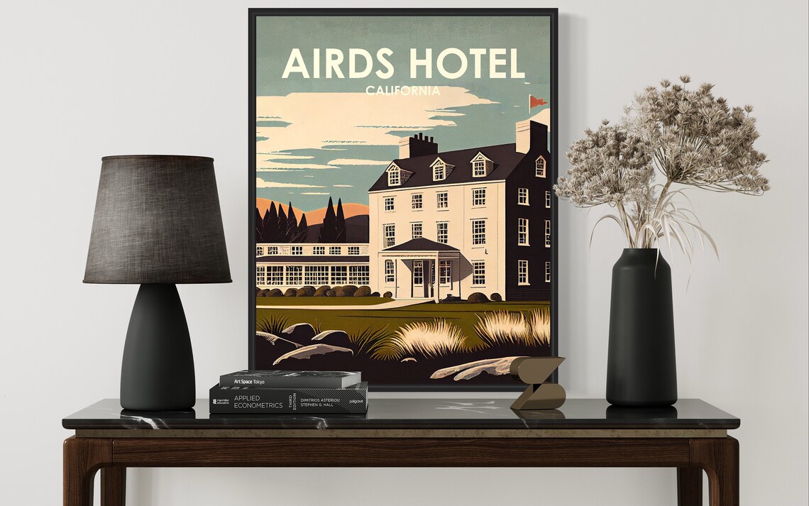 Airds Hotel California Historic Country House Retro Travel Poster - Image 2