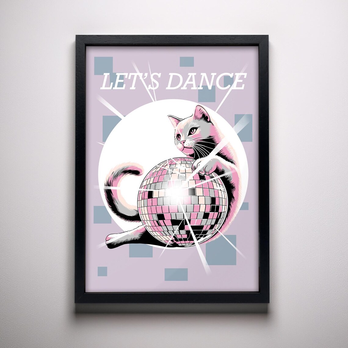 Lets Dance With Cat And Disco Ball Poster