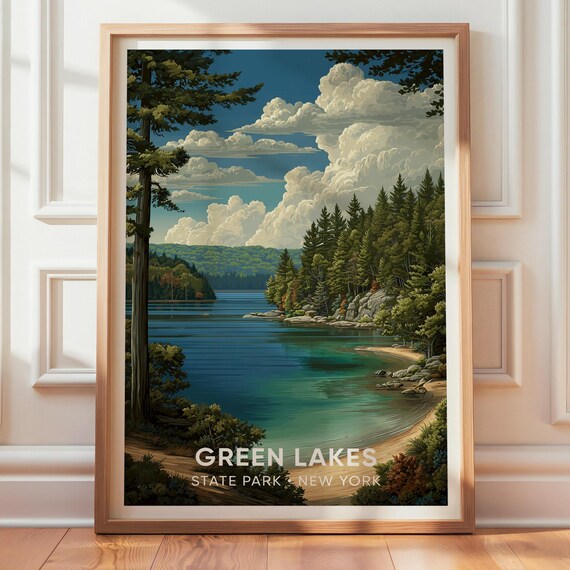 Green Lakes State Park Vintage Travel Poster
