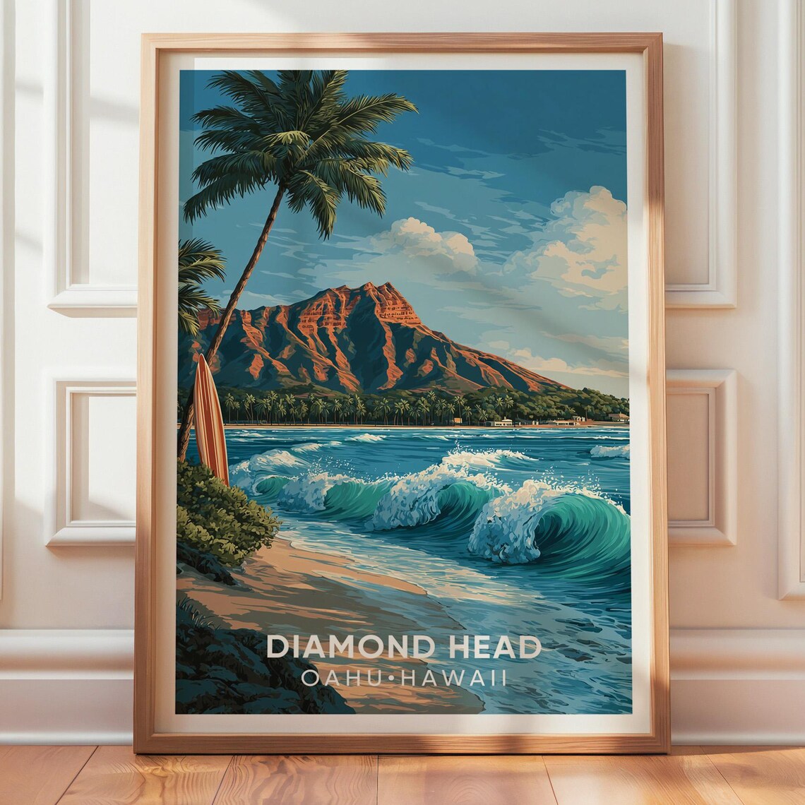 Diamond Head Hawaii Vintage Travel Poster
