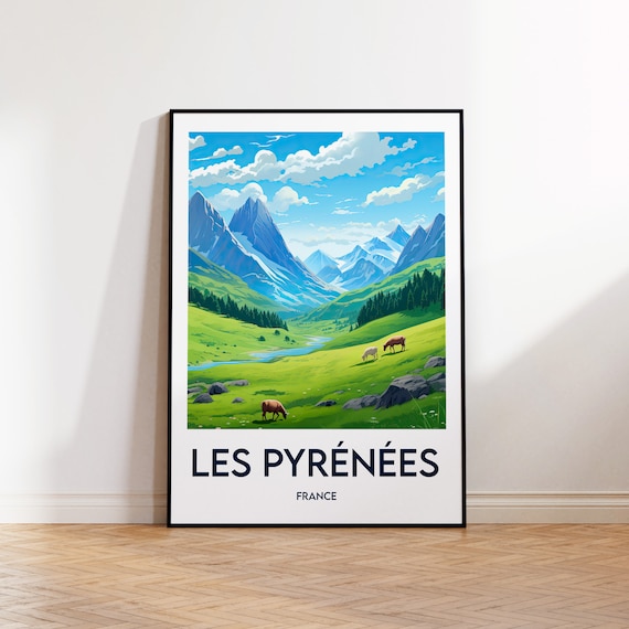 The Pyrenees Travel Poster, France Illustration