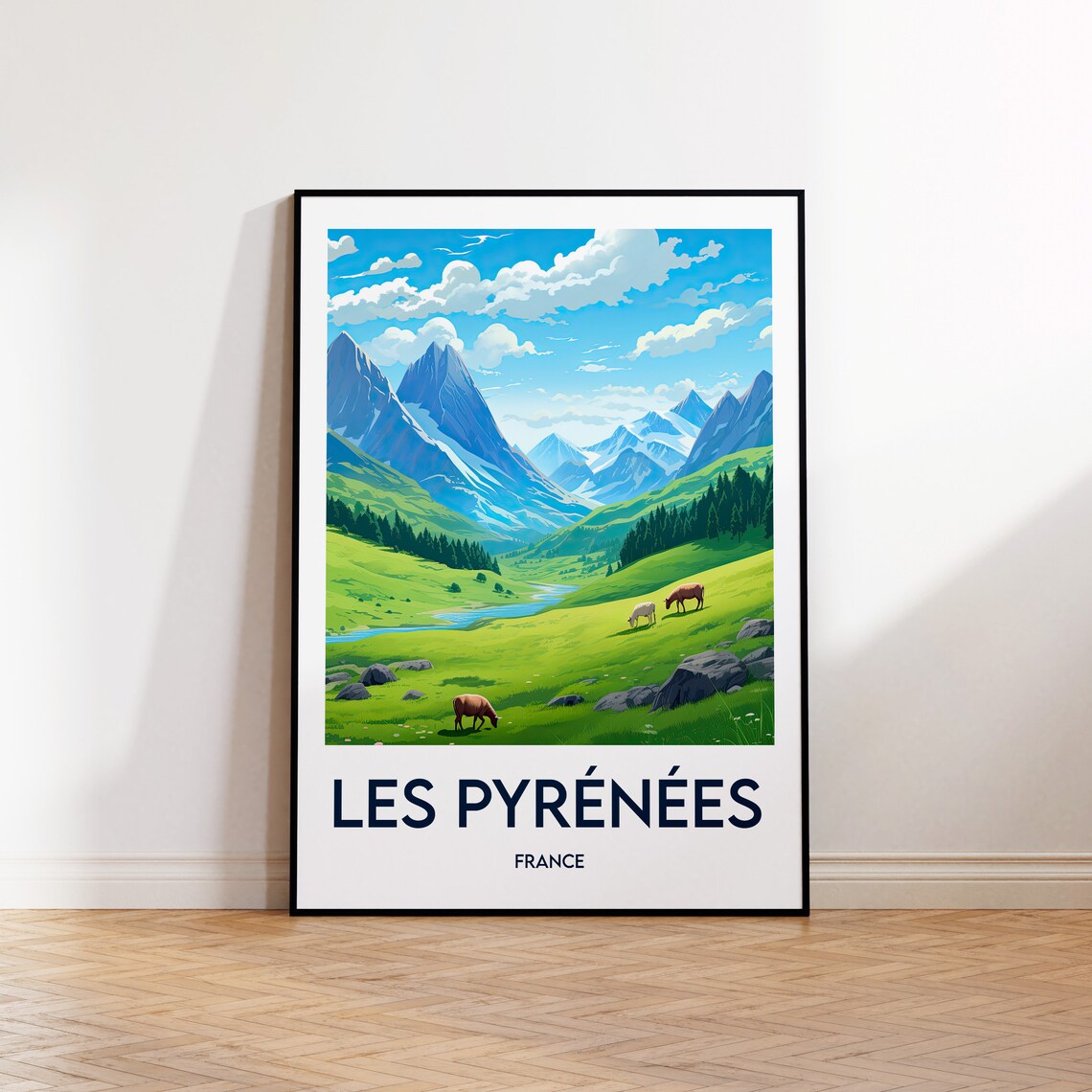 The Pyrenees Travel Poster, France Illustration