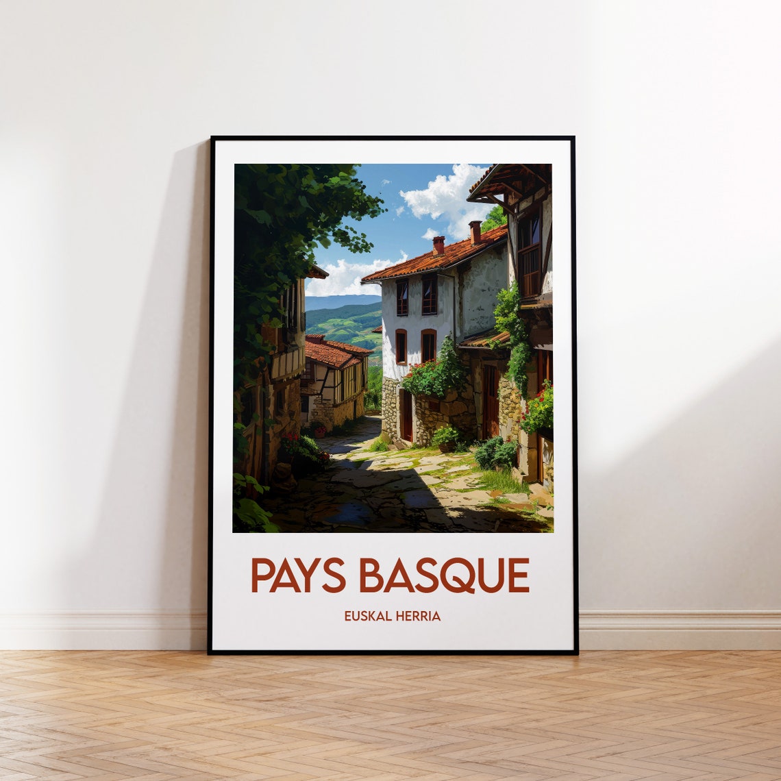 Pays Basque Euskal Herria Retro French Village Street Travel Poster