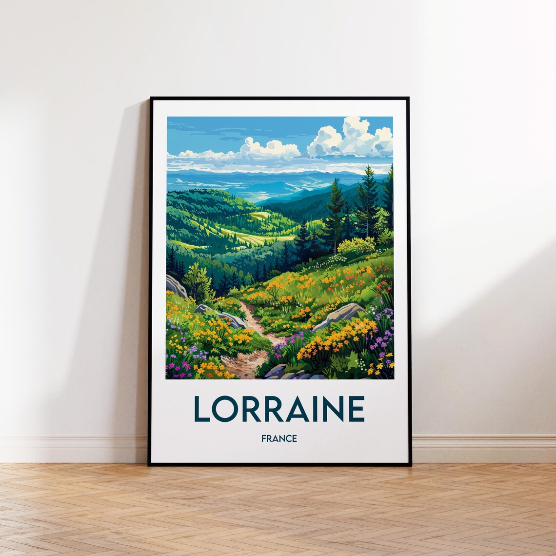 Lorraine France Green Valley Wildflower Trail Scenic Travel Poster