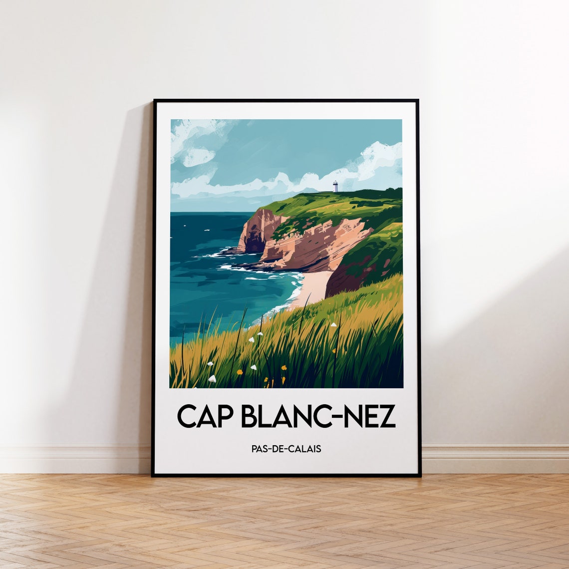 Cap Blanc Nez Pas De Calais Cliffs Lighthouse Travel Art Poster