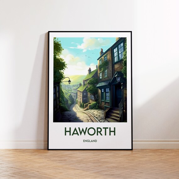 Haworth England Cobbled Village Street Vintage Travel Poster