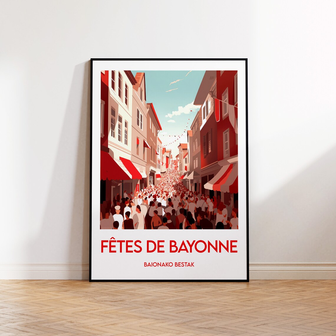 Fetes de Bayonne Festival Crowd Street Celebration Travel Poster