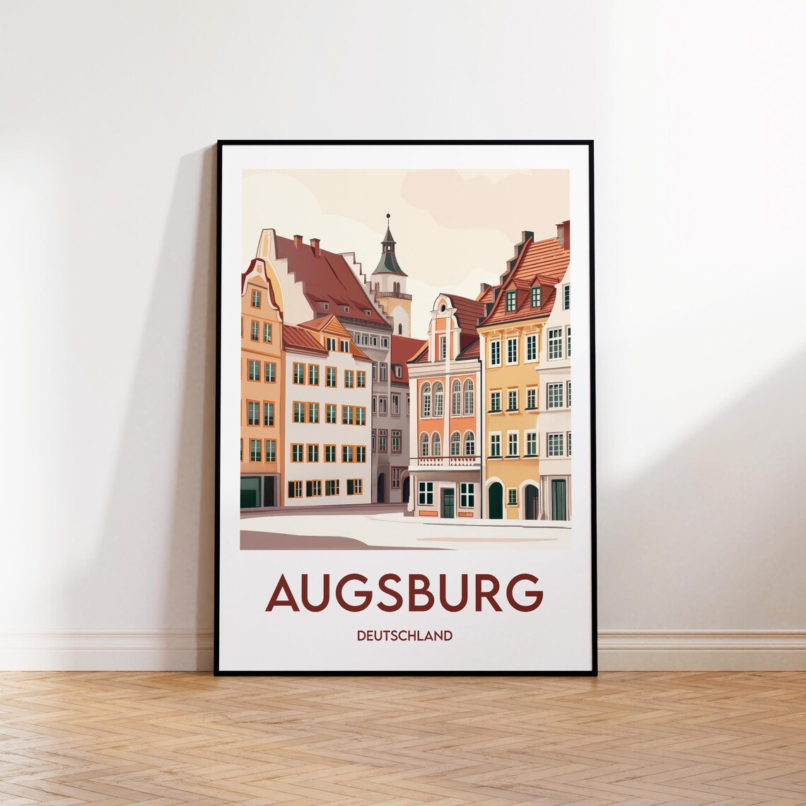Augsburg Germany Charming Historic Old Town Houses Travel Poster