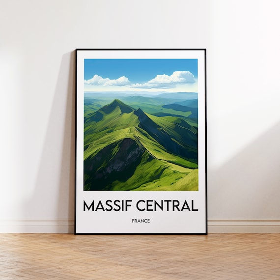 Massif Central Vintage Travel Poster, Auvergne Print