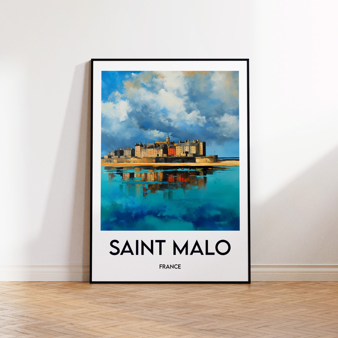 Saint Malo France Vintage Travel Poster Walled Seaside Coastal Town