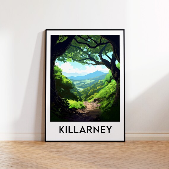 Killarney Ireland Green Valley Trail Vintage Travel Art Poster