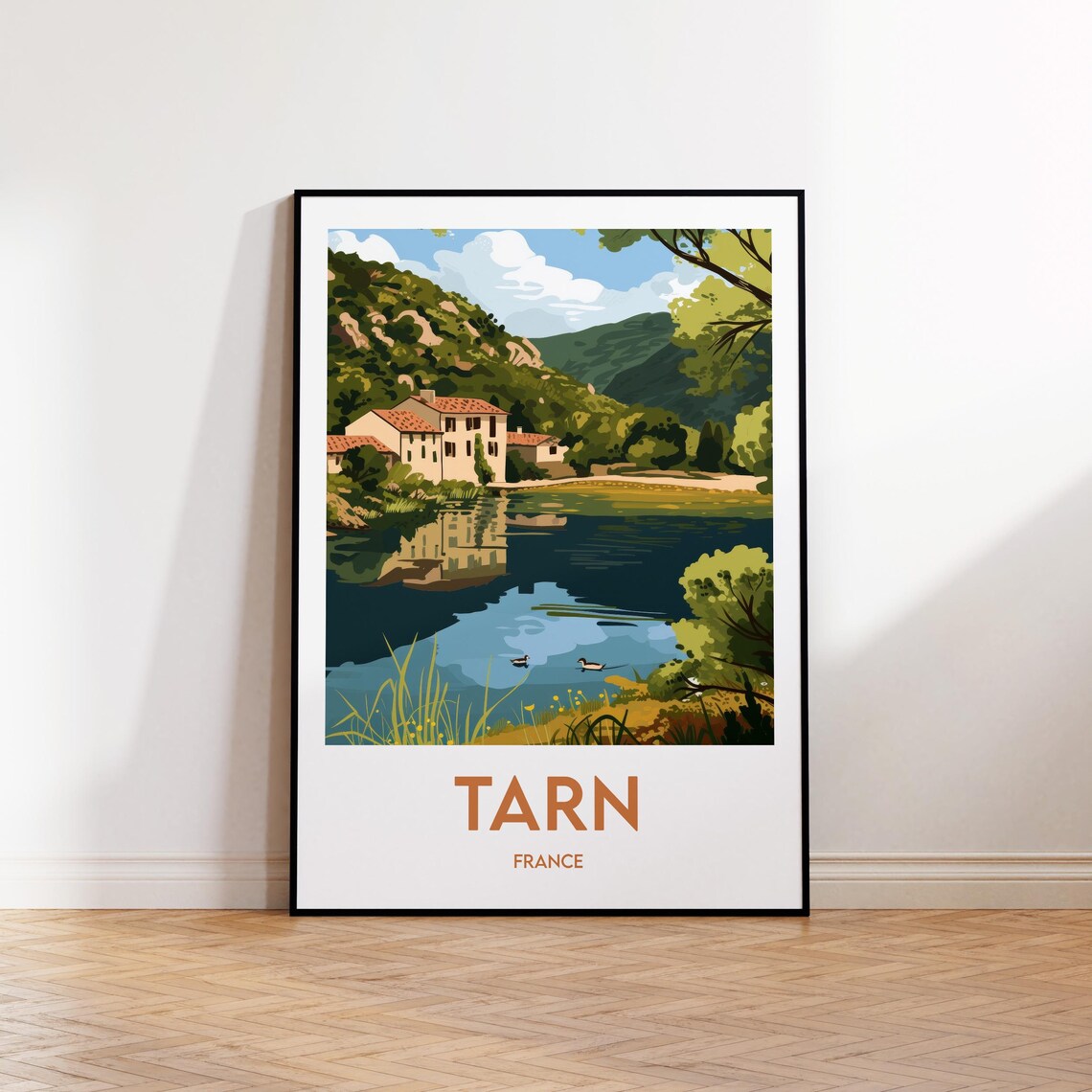 Tarn France Lakeside Village River Mountain Landscape Poster