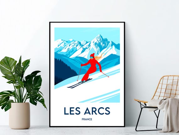 Les Arcs Poster Ski Art Print Resort France Gift