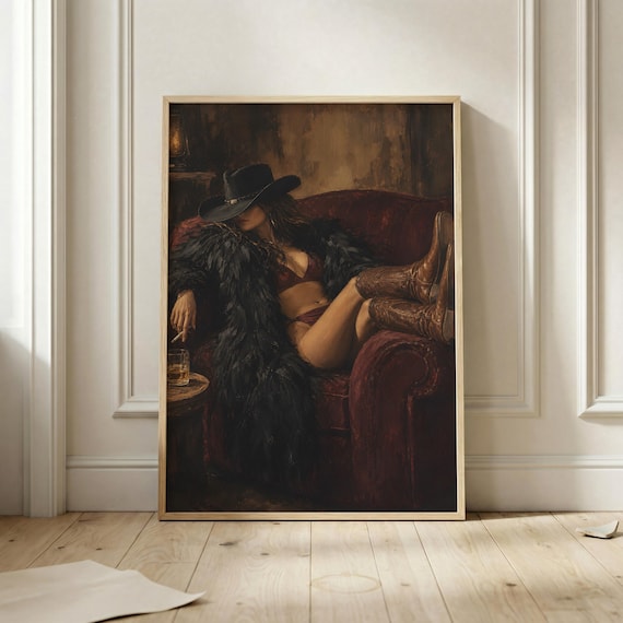 Moody Cowgirl, Vintage Western Fashion Poster