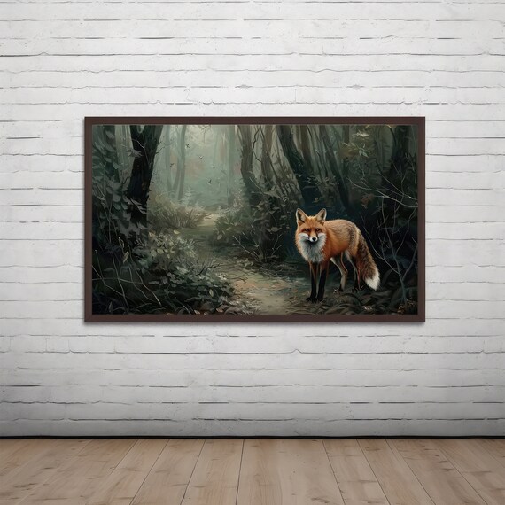 Forestcore Dark Fox, Moody Fox Painting