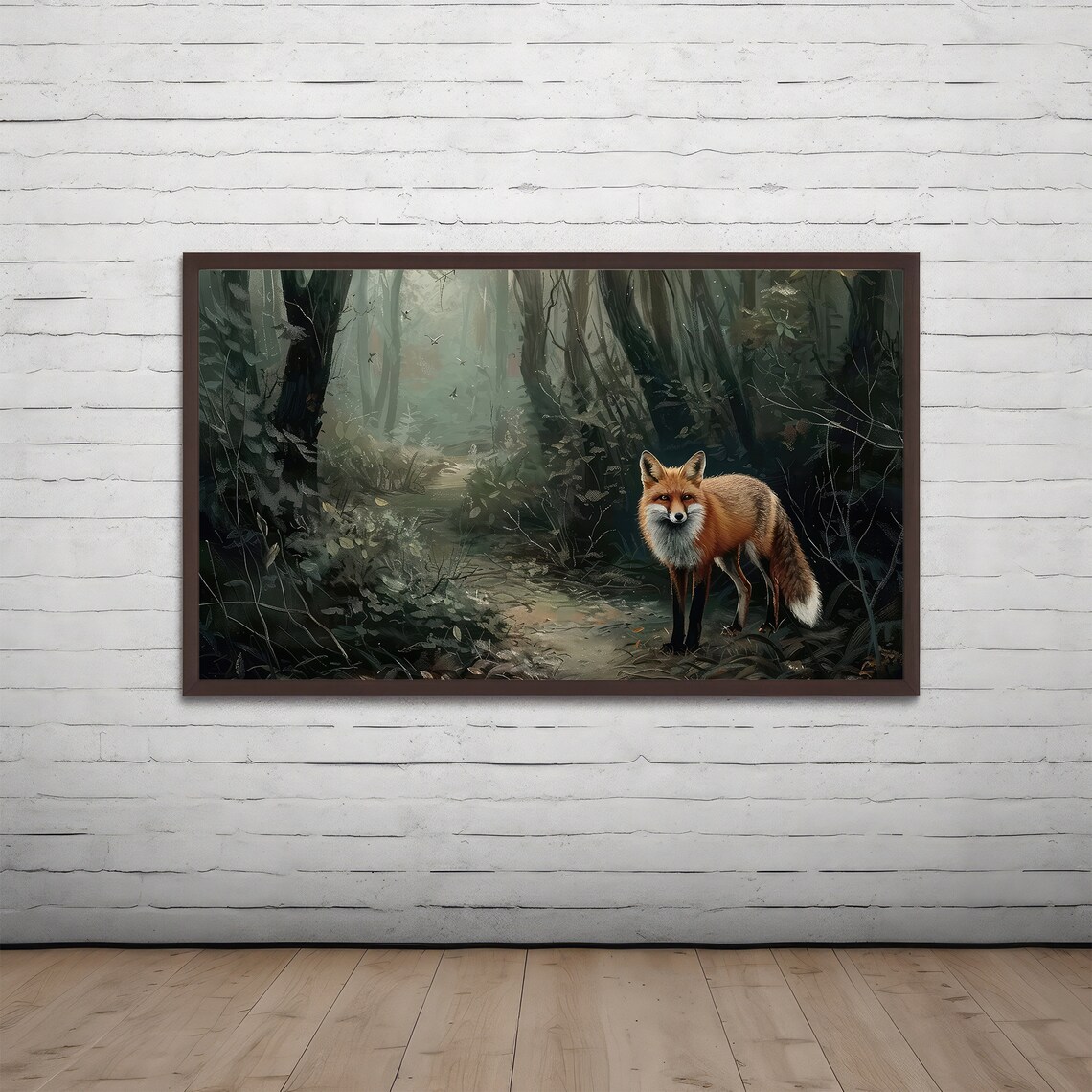 Forestcore Dark Fox, Moody Fox Painting