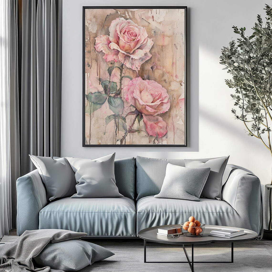 Vintage Rose Abstract Botanical Art Print - Image 2