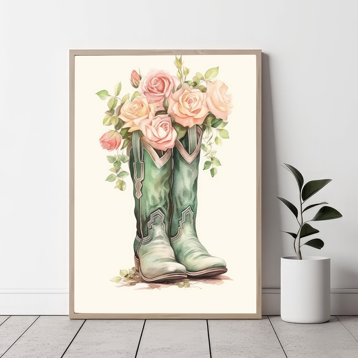 Cowgirl Boots Painting Print, Western Nursery Decor