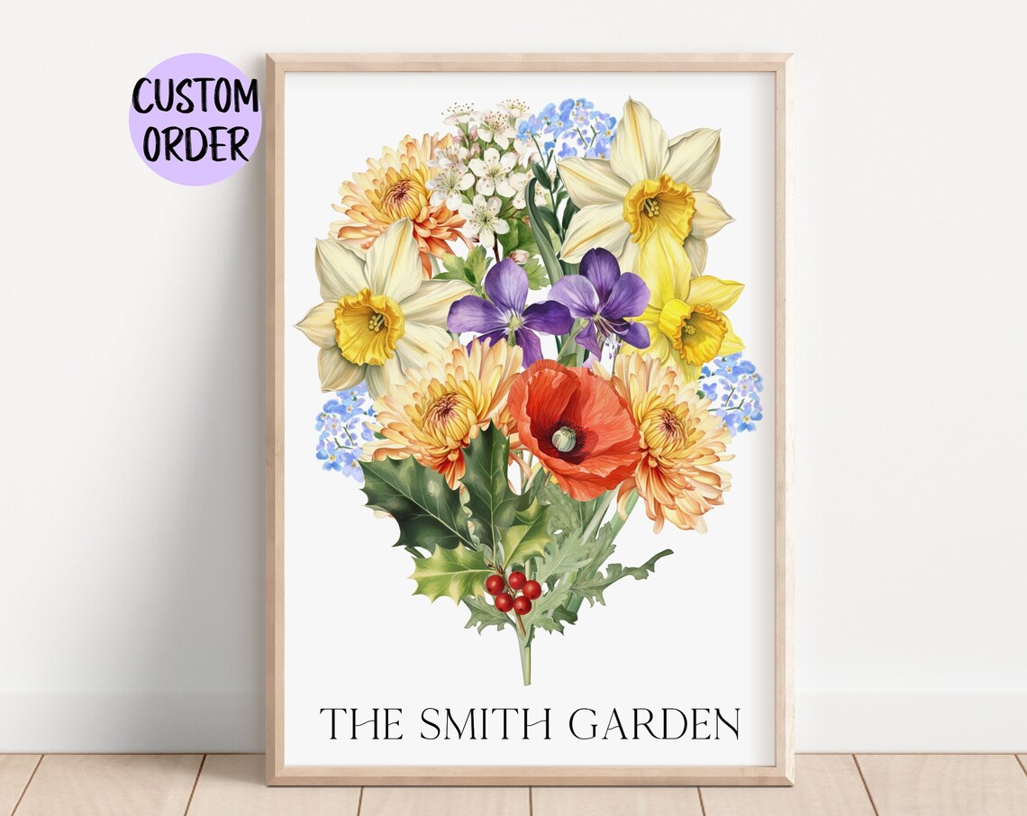 The Smith Garden Heart Shaped Vintage Bouquet Holly Keepsake Poster