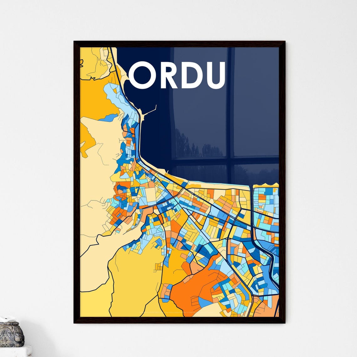 Ordu Turkey Artistic Colorful City Map Wall Decor Travel Design Poster