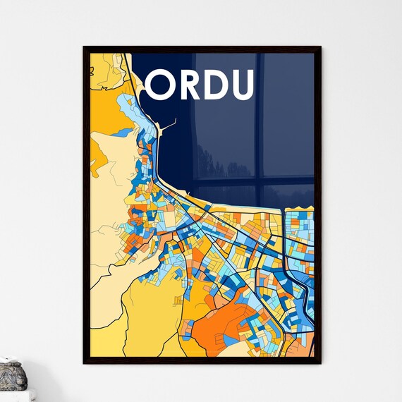 Ordu Turkey Artistic Colorful City Map Wall Decor Travel Design Poster