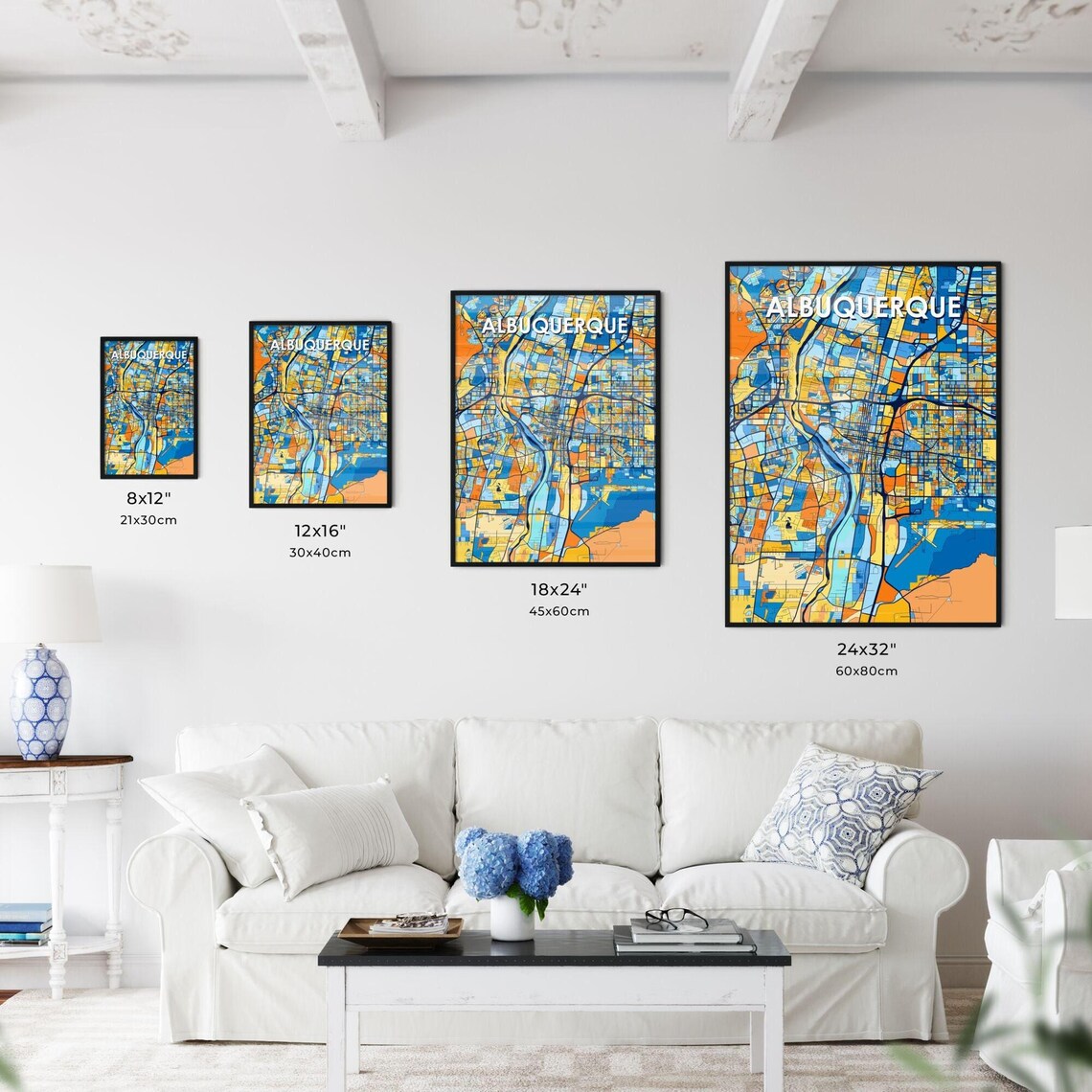 Albuquerque New Mexico Vibrant Colorful Illustrated Street Map Art Poster - Image 3