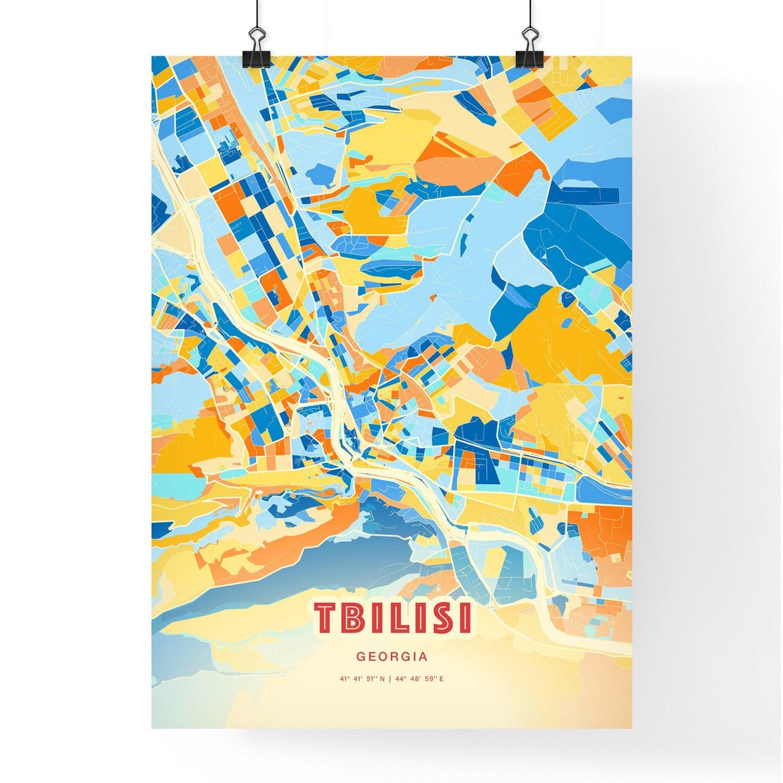 Tbilisi Georgia City Map Blue Orange Street Map Poster Caucasus Gift - Image 3