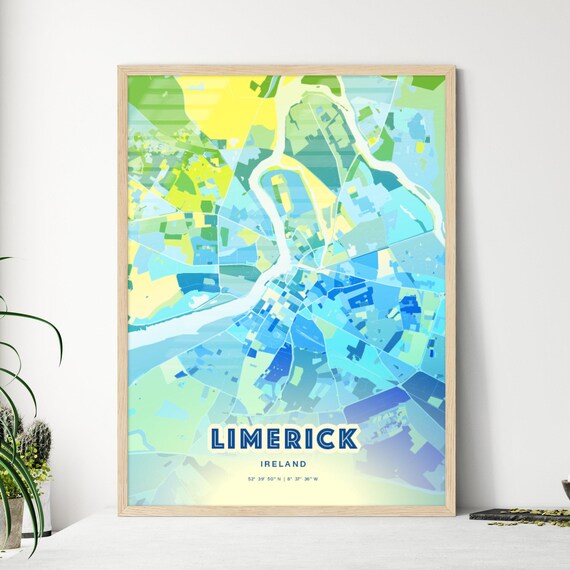 Limerick Ireland Customizable City Map Poster For Home Wall Decor